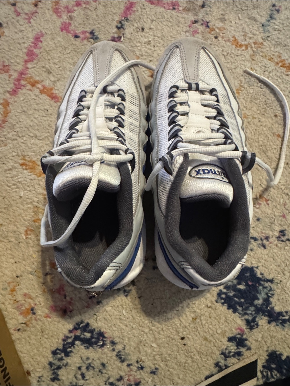 Nike Kids White, Gray and Blue Lace-Up Sneakers. Airmax